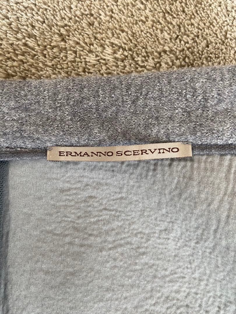 エルマンノシェルビーノ　グレー レースタイトスカート 美品ウールシルクカシミア