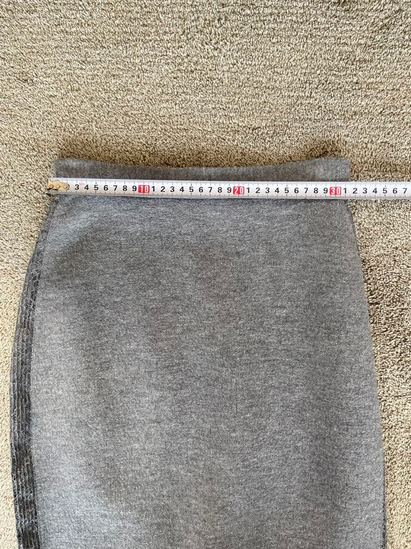 エルマンノシェルビーノ　グレー レースタイトスカート 美品ウールシルクカシミア