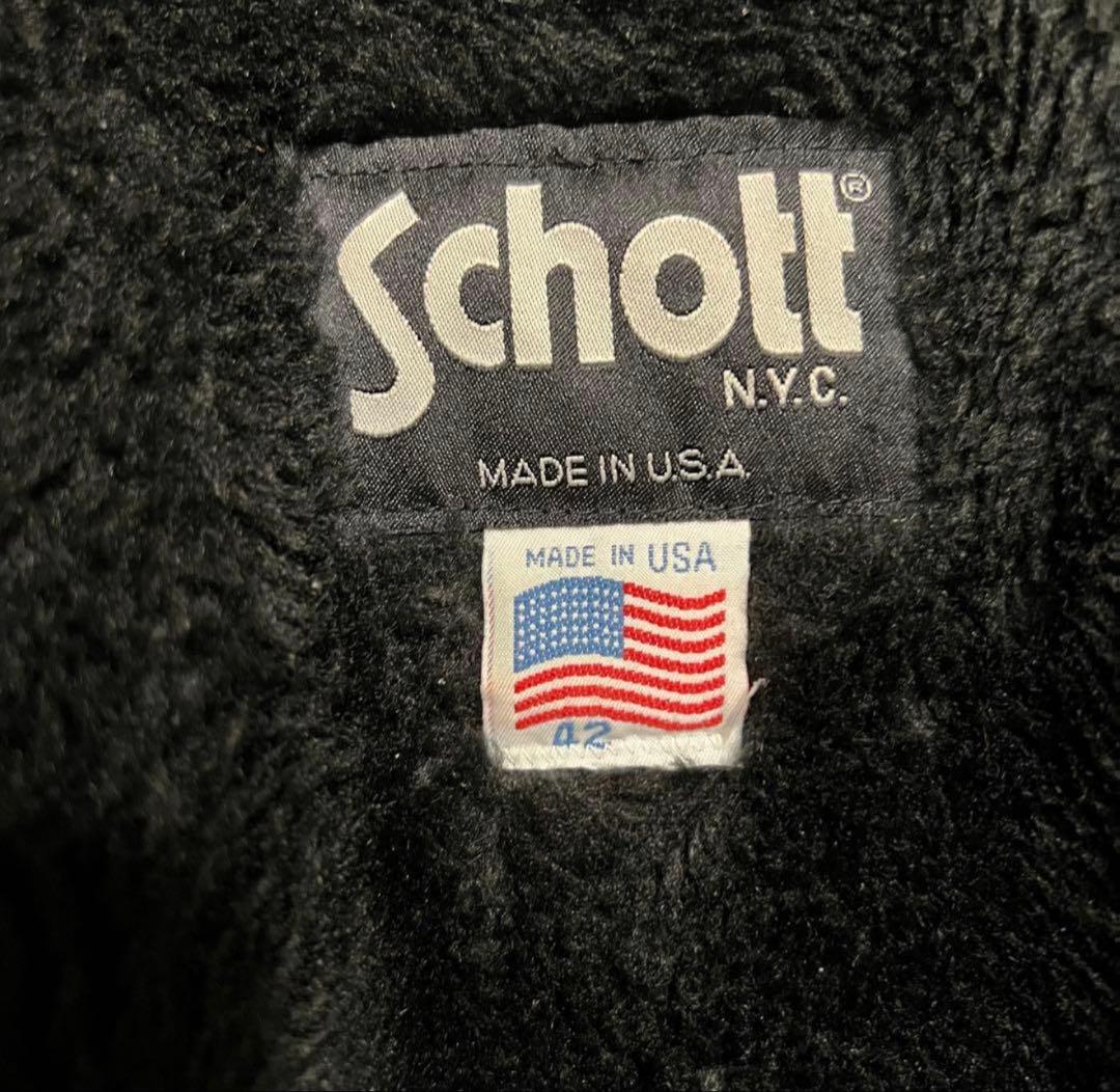 schott 牛革 シングル ライダース レザージャケット ライナー付 42