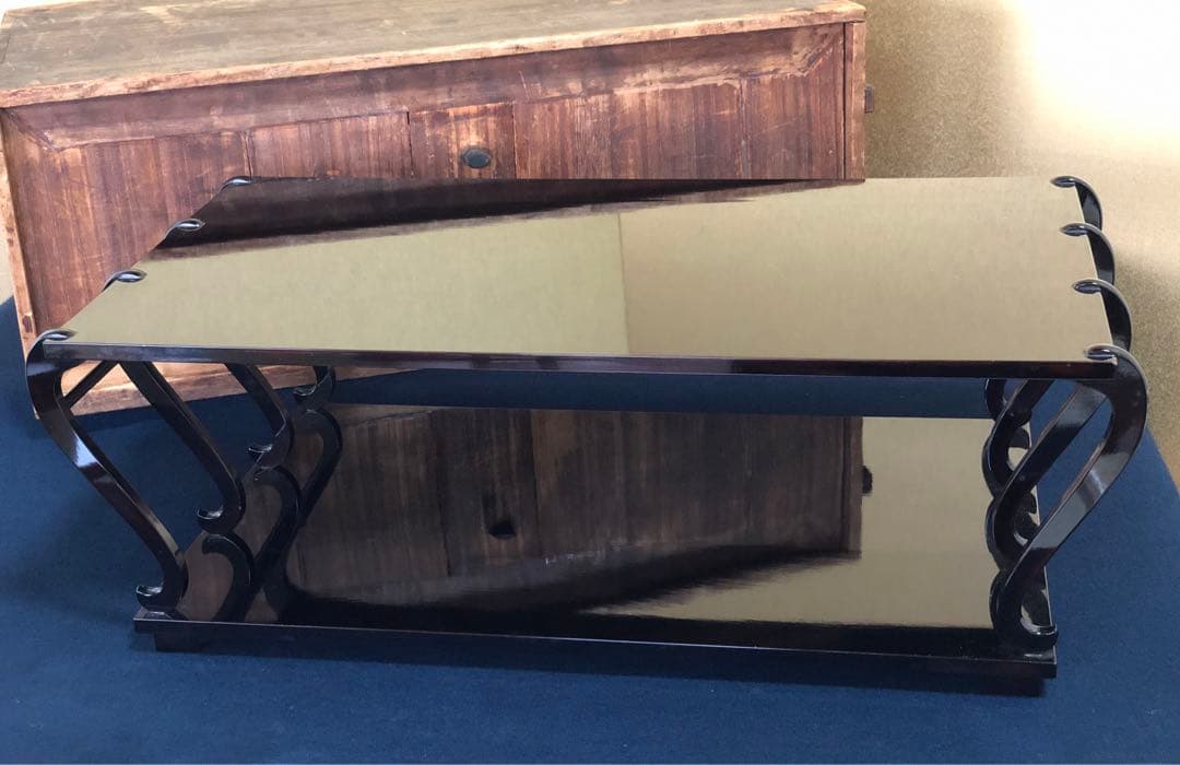 《R》黒塗 八足卓 花台 二段卓 八脚卓 木箱 時代　251003あ6