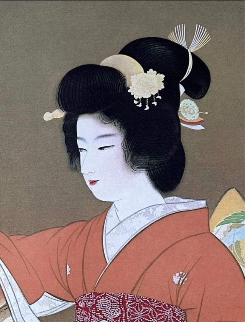 上村松園「序の舞」絹本 共箱 複製 美人画 日本画 掛軸　茶道具