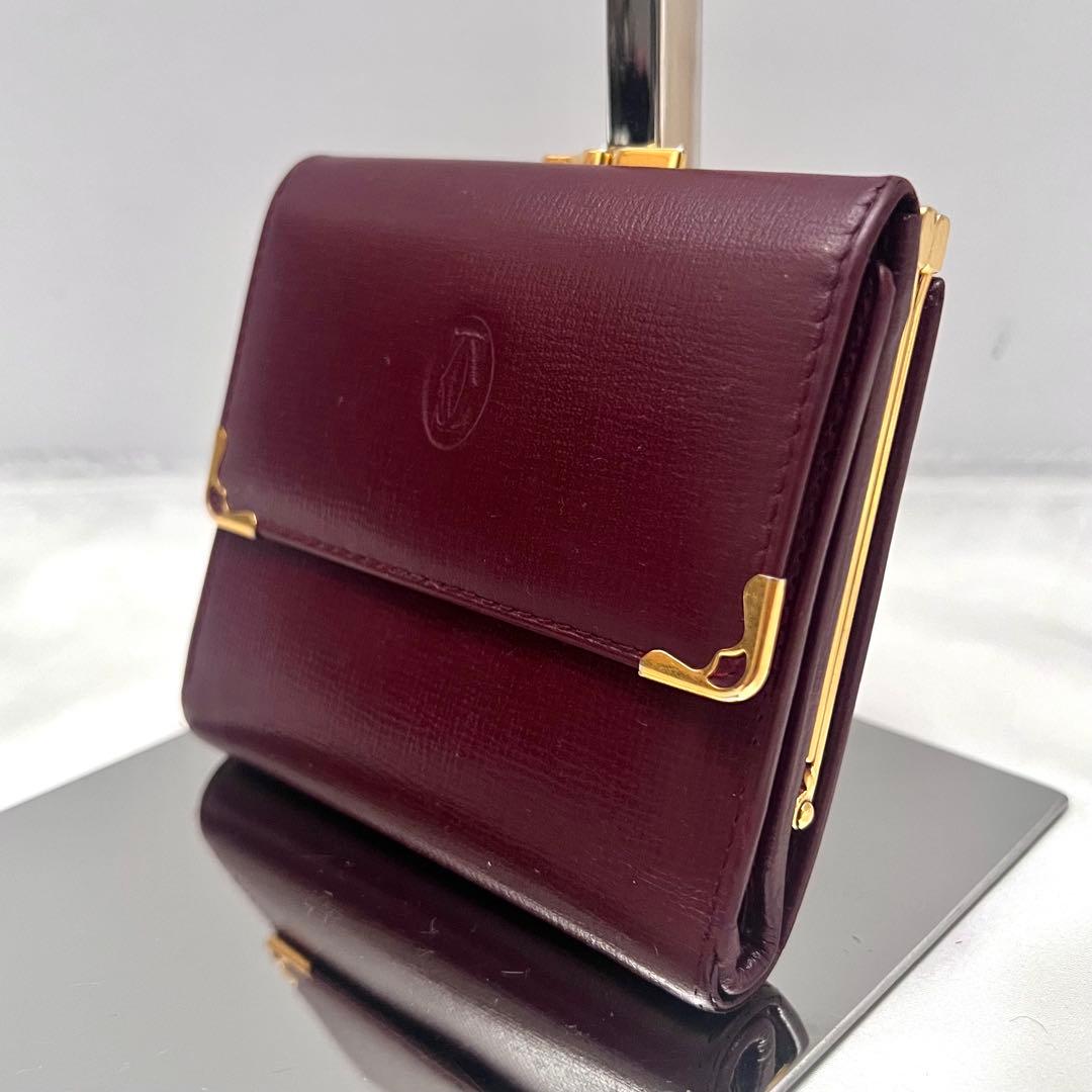 ◇極美品◇カルティエ　マストライン　コンパクト財布　グレインカーフレザー　がま口