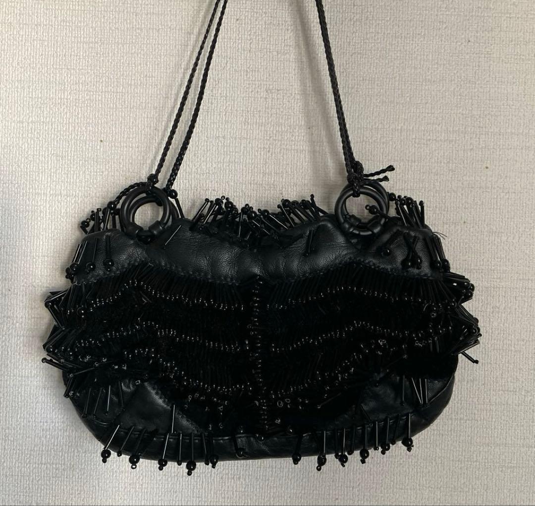 JAMIN PUECH ビーズ装飾 ブラックミニバッグ