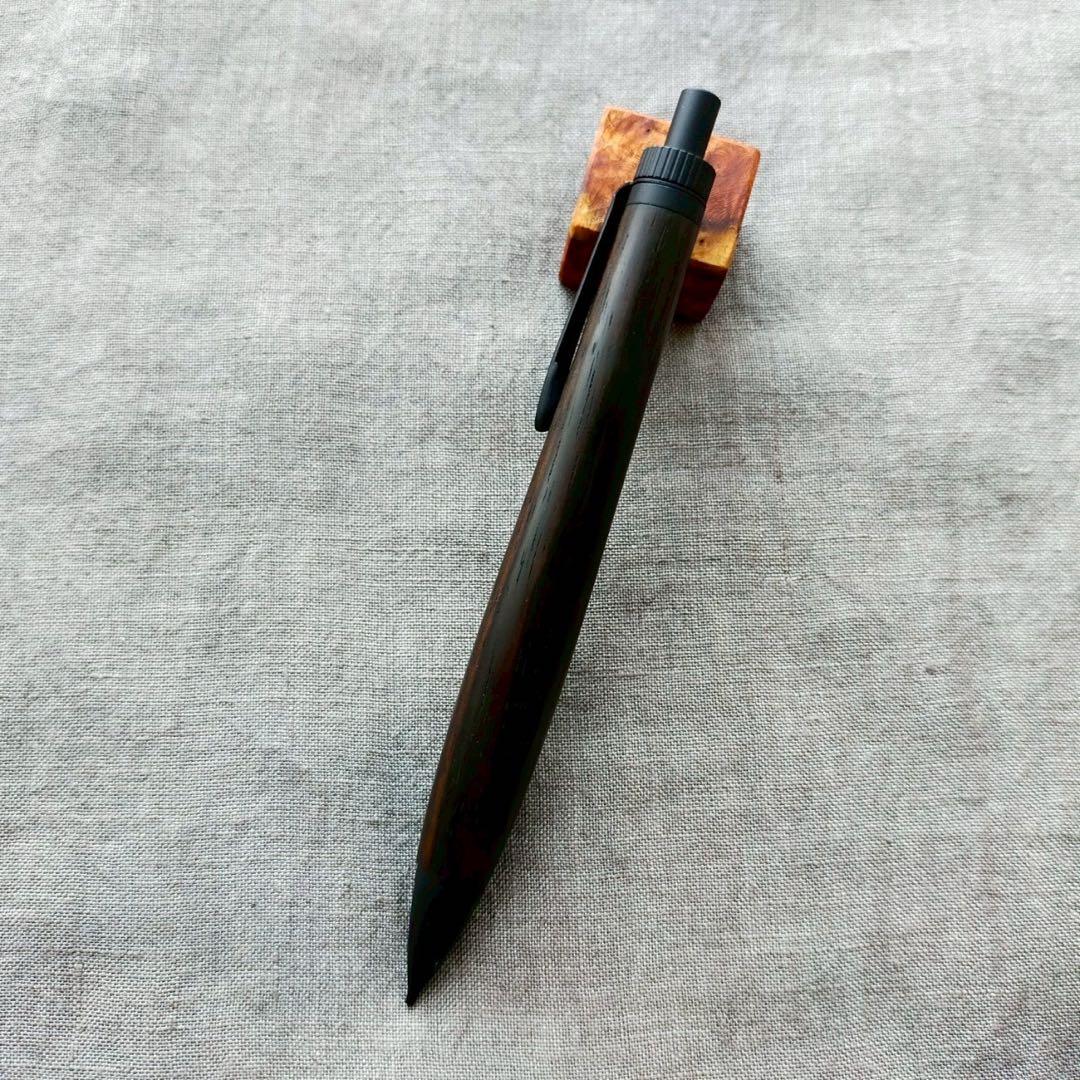 カリマンタンエボニー　ハンドメイド　シャープペン　0.5mm　天然木　シルバー