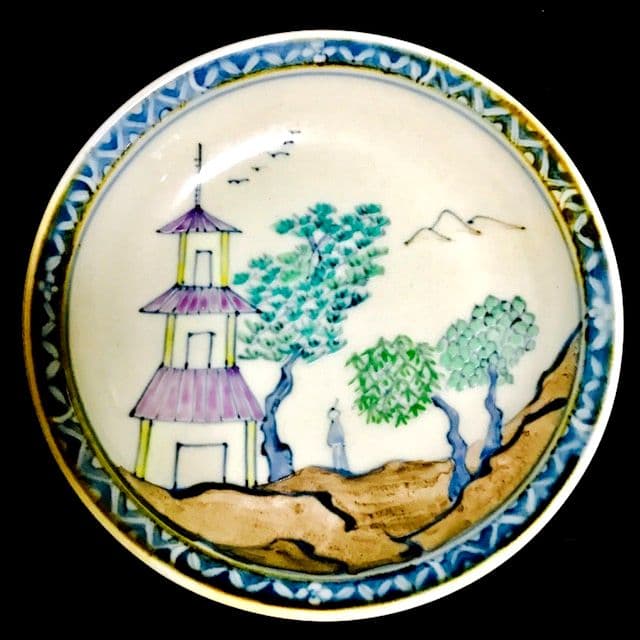 有田焼　5代　佐藤走波　染錦　高台5寸皿　15.5㎝