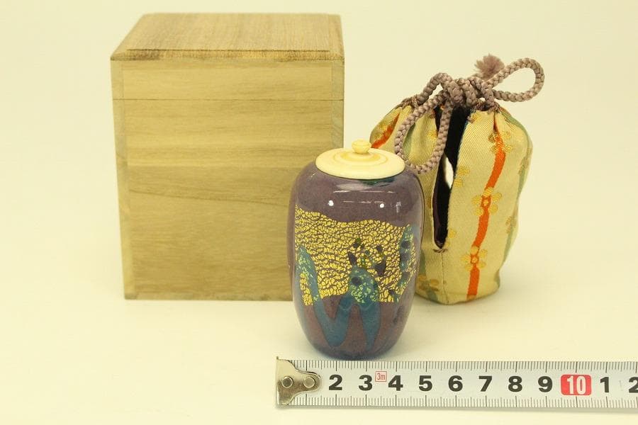 茶道具 沖縄 硝子 茶入 良蓋 仕服 揃 夏(A782)