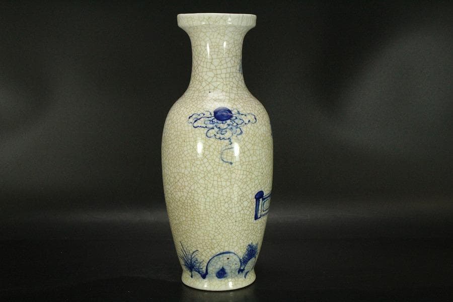 中国美術 青花 女人紋 瓶 高30.5cm(LC140)