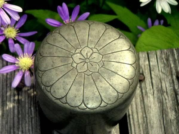 ♥錫製　棗　十六八重菊中八重桔梗紋　茶道具　骨董　古玩