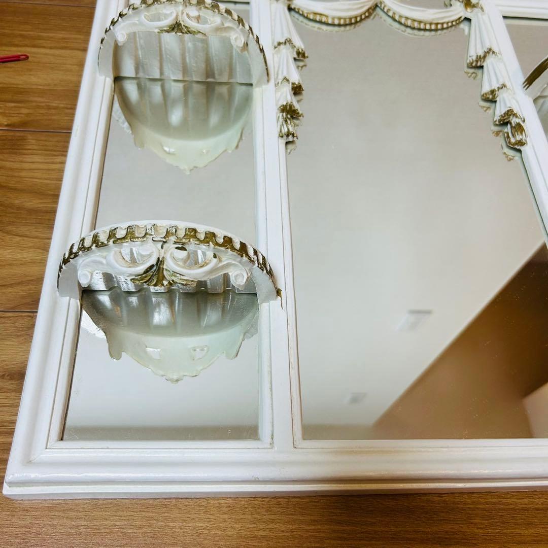 イタリア製輸入雑貨 ミラーコンソール 飾り棚 口ココアイボリー