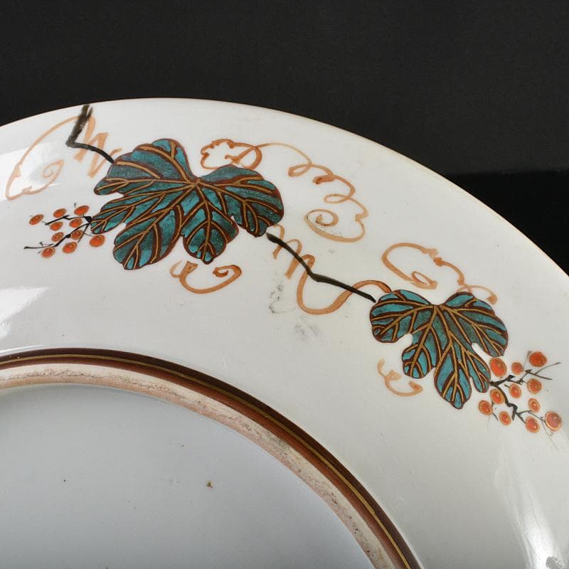 九谷焼　古九谷　色絵金彩　人物文　大皿　飾皿　直径約38cm　M　R6150B