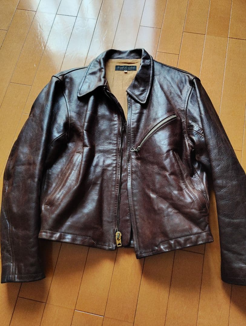 HAROLD'S GEAR ブラウンレザーシングルライダースジャケット M