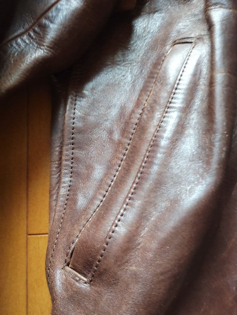 HAROLD'S GEAR ブラウンレザーシングルライダースジャケット M