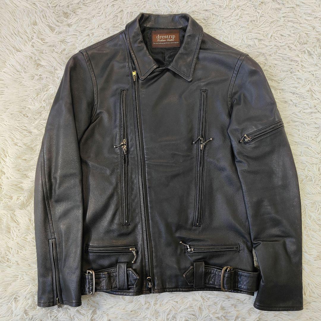 美品　drestripレザージャケット　ダブルライダース　裏地総柄　S