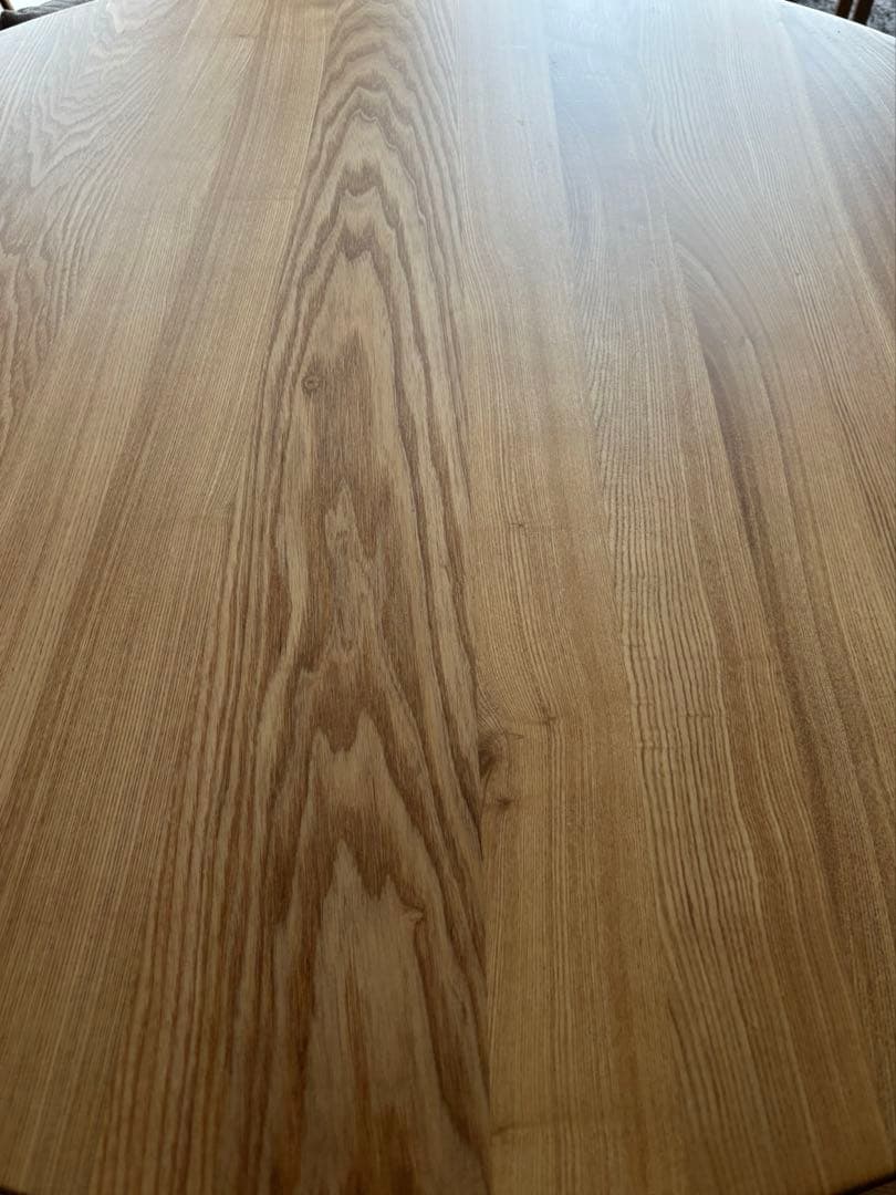 【美品】タモ無垢材 ラウンドテーブル