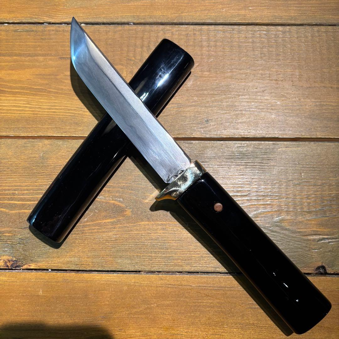 日本刀残欠クラフトナイフNo.63 最上大業物 長曽祢虎徹興里 黒鞘