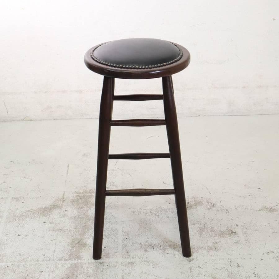 6脚まとめ買い1 ルーマニア製 ハイスツール ビーチ材 ブラック PVCレザー