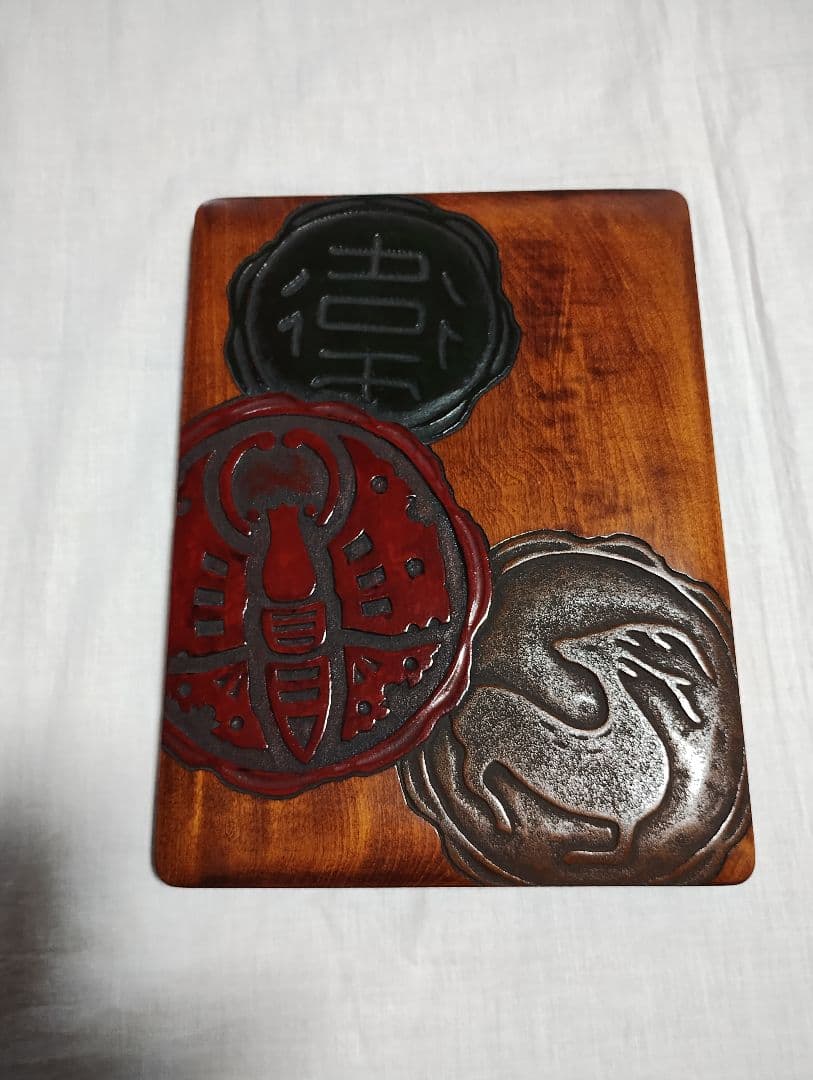 烏城彫　書籍箱（桐文箱）古瓦 文箱 硯箱(備前蝶・鳳凰・関)