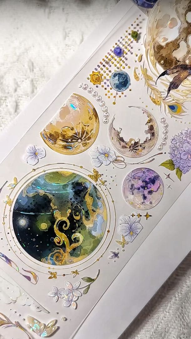 【8648】海外　マステ　3/5/巻売り　貝殻光マスキングテープ　星