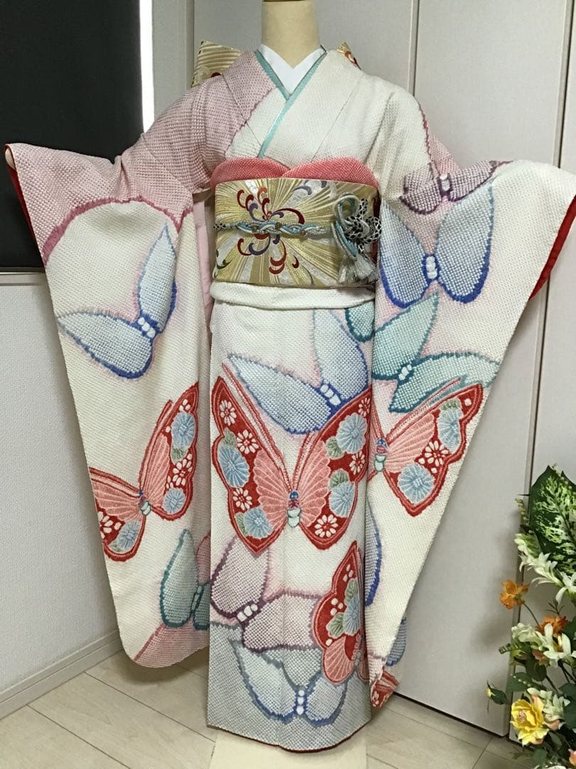 清楚な総絞り　正絹振袖　5点セット＋正絹長襦袢 振袖フルセット