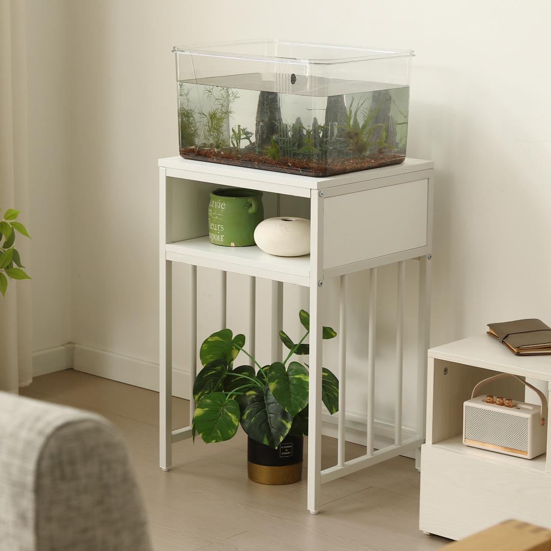 超人気!二段 幅45cmスチール 頑丈 アジャスター付 水槽 White