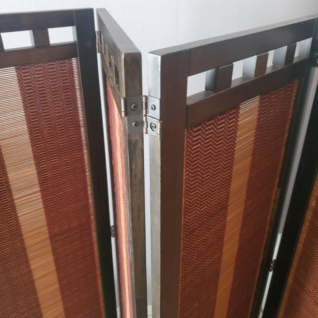 アジアン　和風　4連スクリーン　パーテーション　衝立　間仕切り