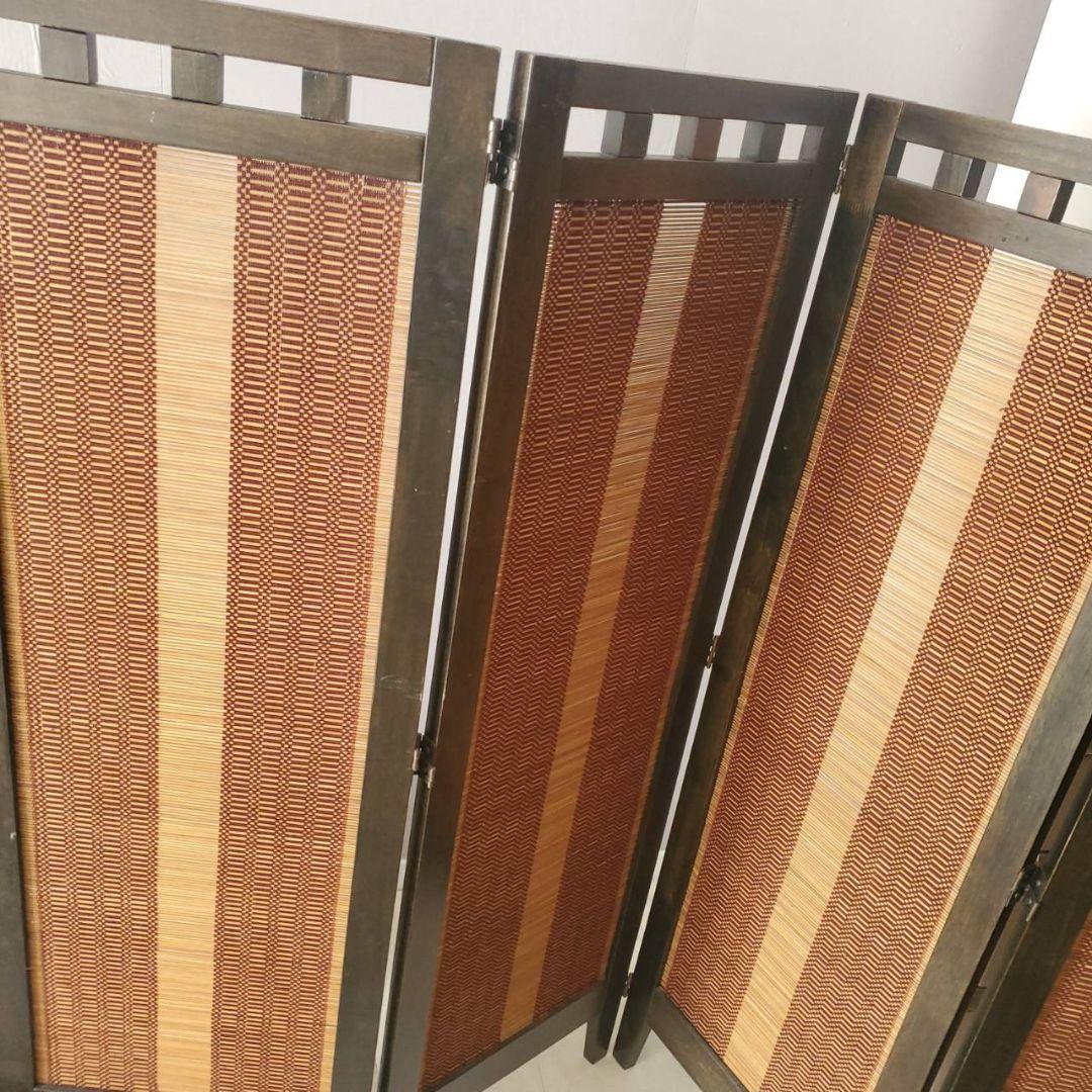 アジアン　和風　4連スクリーン　パーテーション　衝立　間仕切り