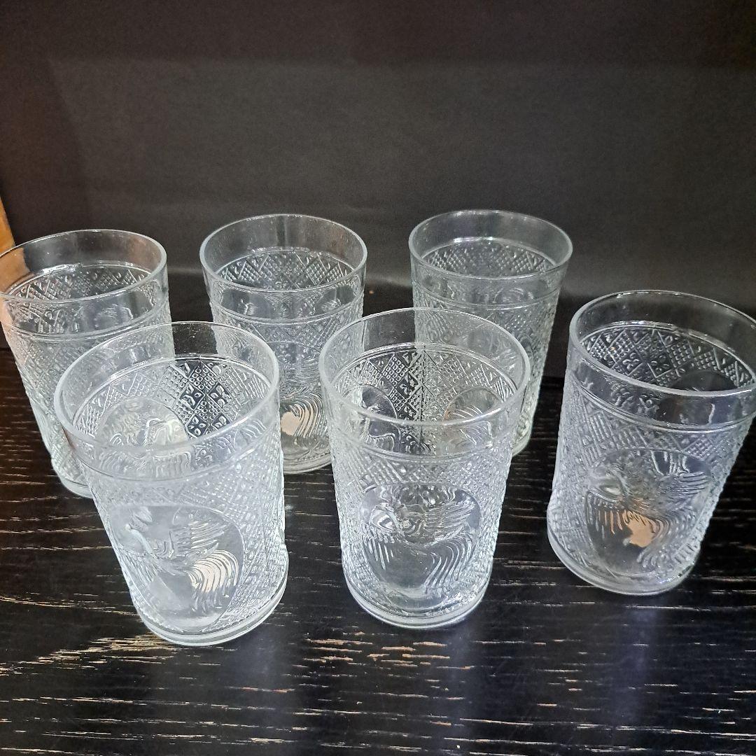 明治　東亜硝子製　THE BESTGLASS　　グラス　鳳凰文　六個　共箱