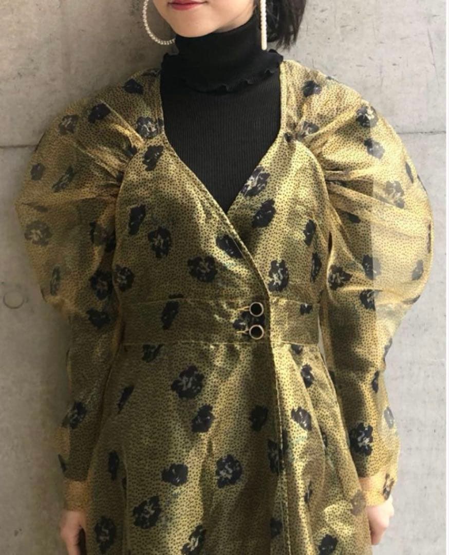 sister jane ゴールド花柄パーティードレス