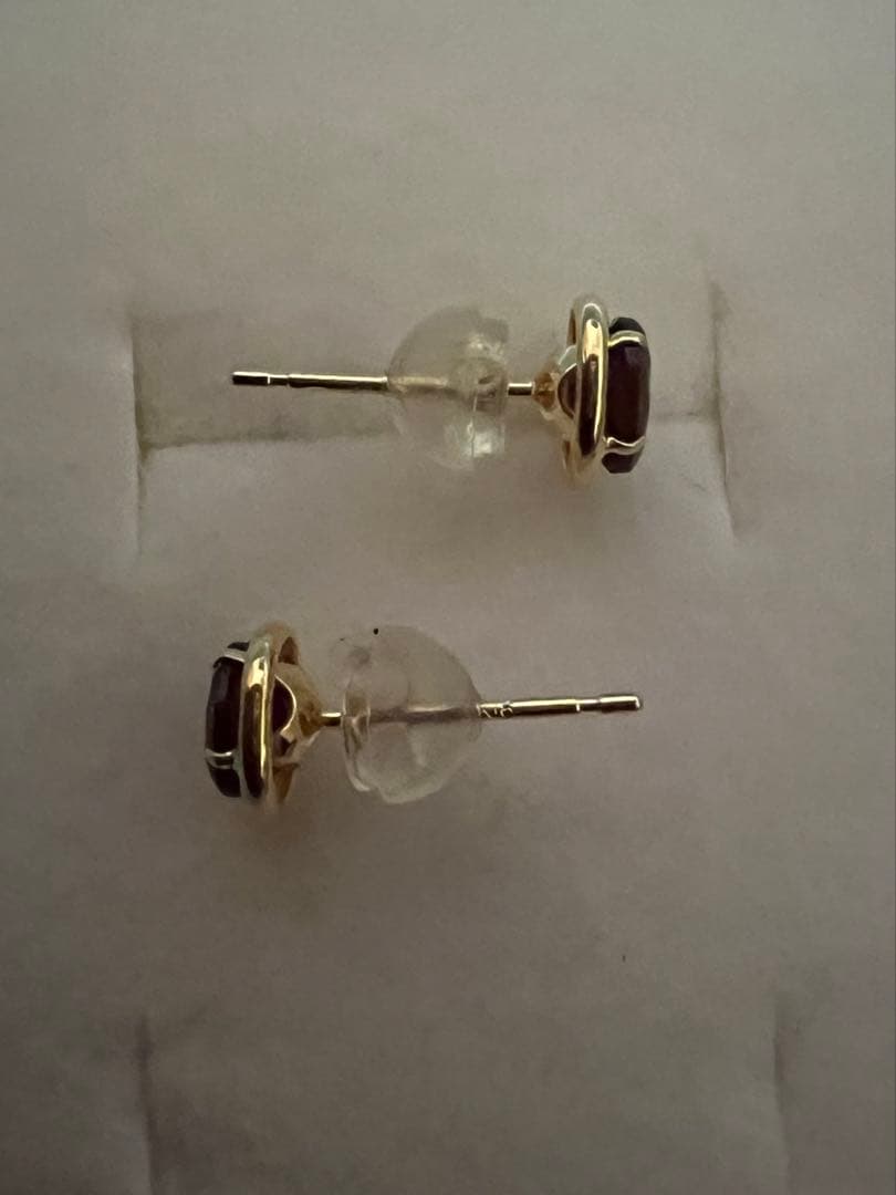 な*様 18金イエローゴールド アルマンダインガーネットピアス