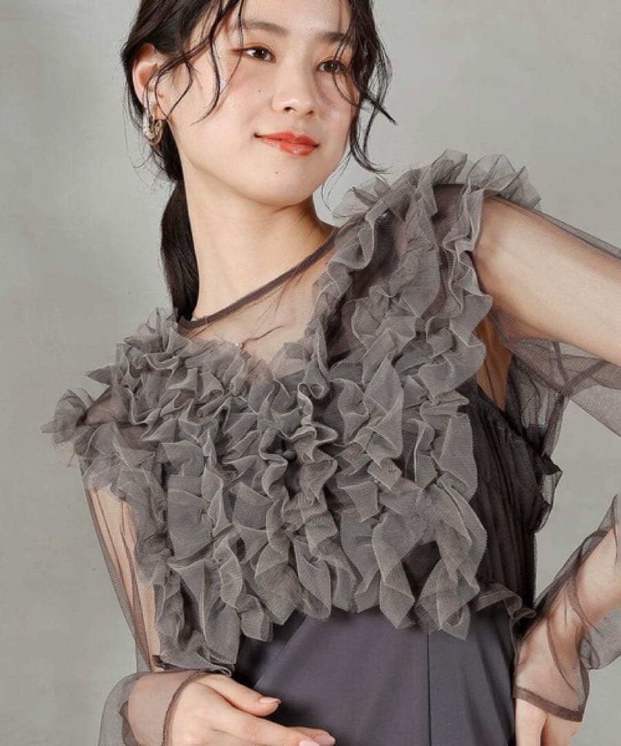 ＊美品＊ チュール ボリューム フリル ベスト シアー トップス ワンピース