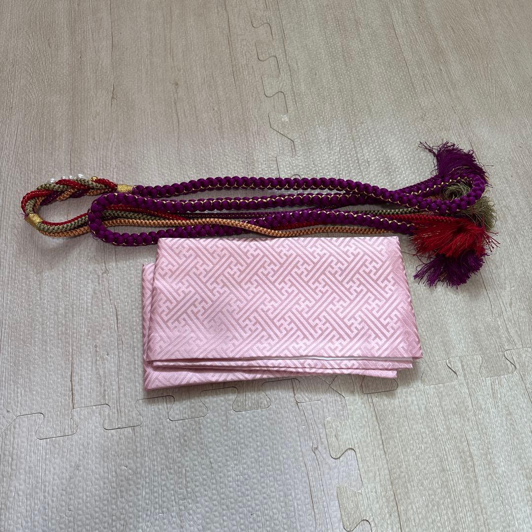 振袖 紫色 花柄 成人式用　3点セット