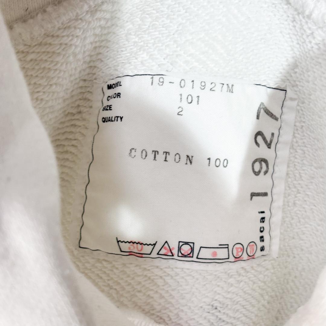 sacai サカイ　変形　サイドジップ パーカー M ホワイト