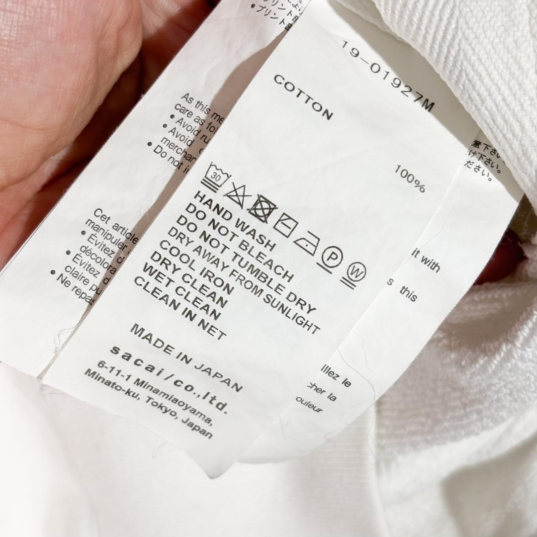 sacai サカイ　変形　サイドジップ パーカー M ホワイト