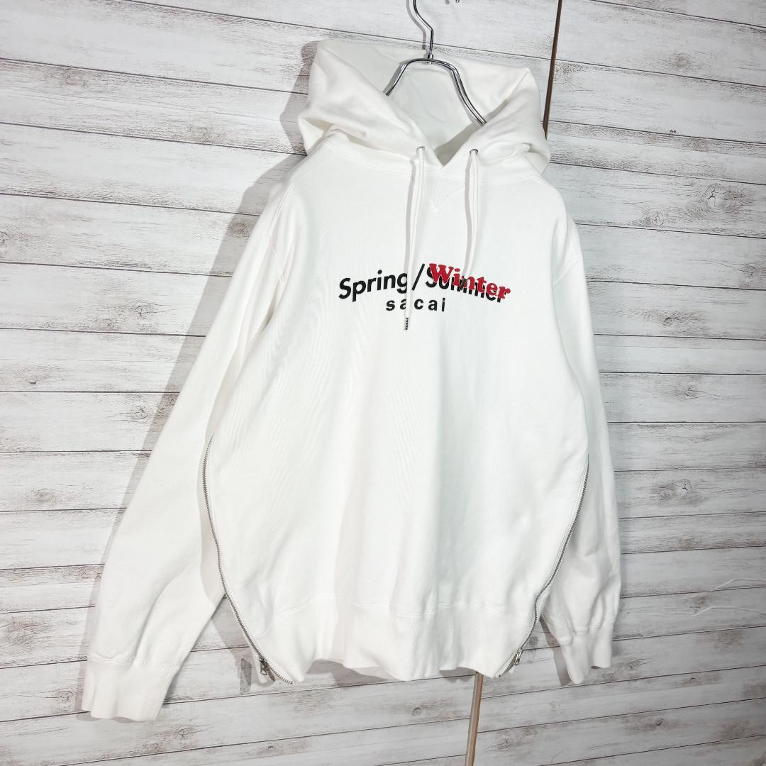 sacai サカイ　変形　サイドジップ パーカー M ホワイト