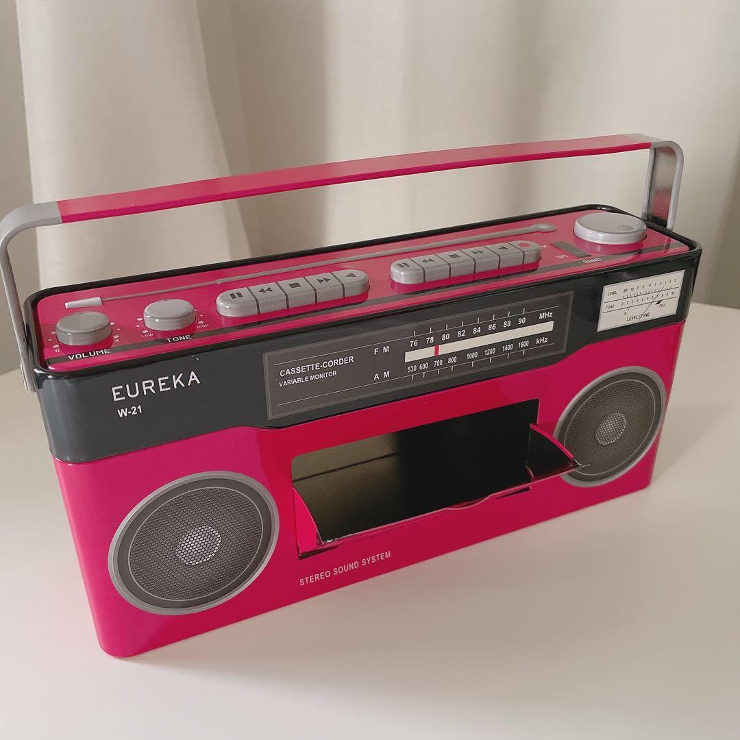 プリン メロンソーダ 食品サンプル レトロ ラジカセ缶 プリンアラモード