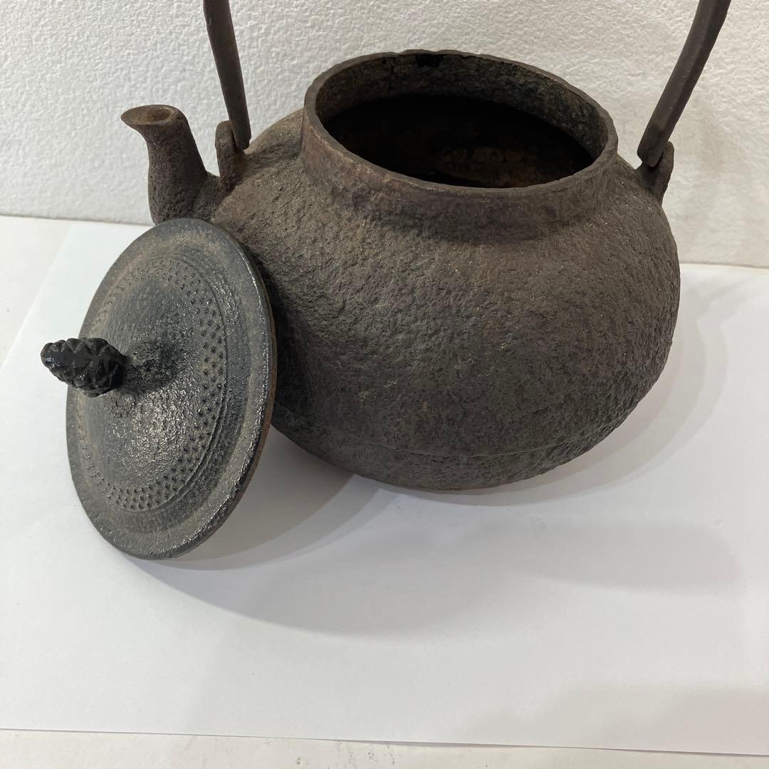 アンティーク　鉄製急須 ダークブラウン 丸形