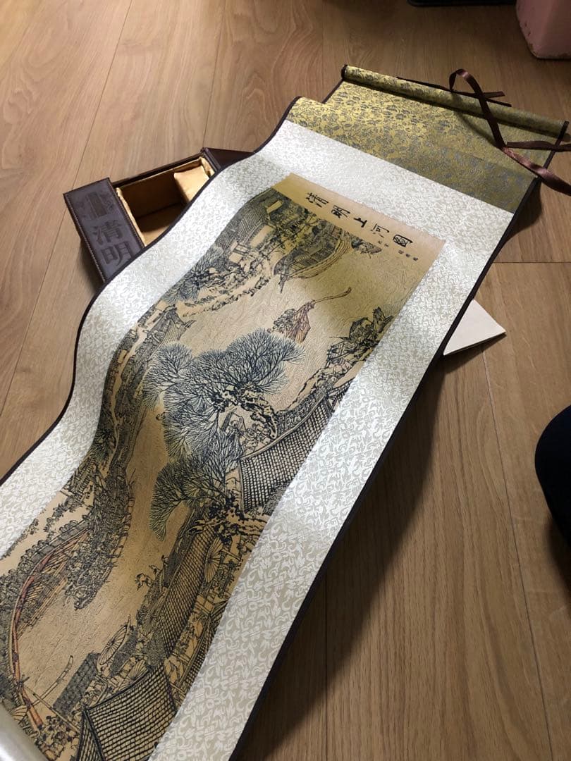 清明上河図　シルク高級掛け軸横タイプ　美品