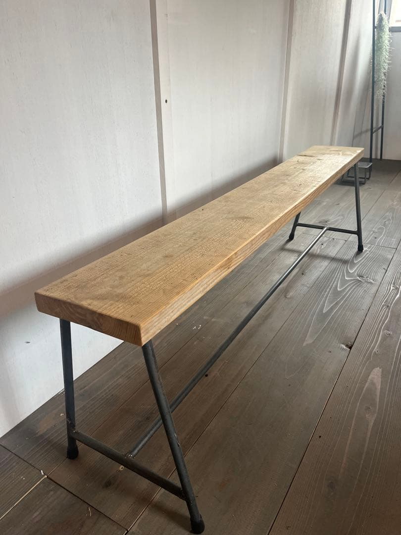 アイアン　ベンチ　幅約138cm 足場板（古材）