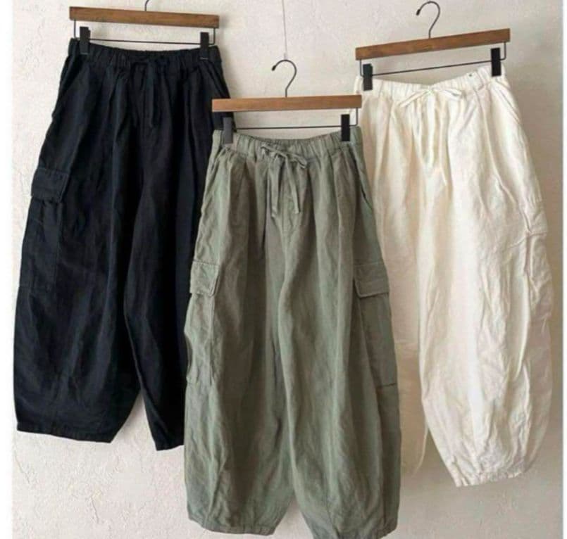 【新品タグ付】 nest Robe コットンリネン石目 コクーンカーゴパンツ