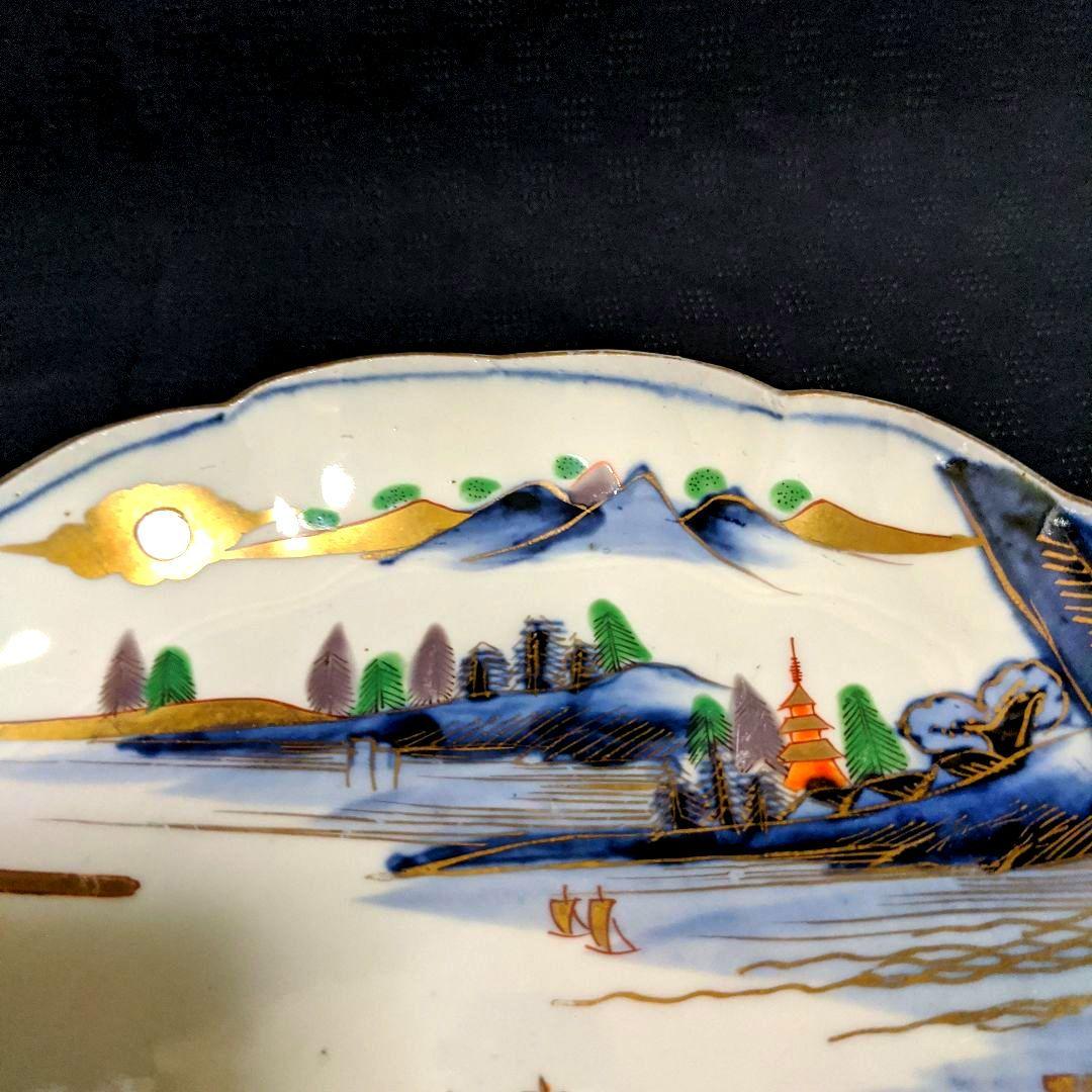 【骨董】幕末〜明治初期　絵皿　飾皿　手書き　金彩　希少　アンティーク　時代もの