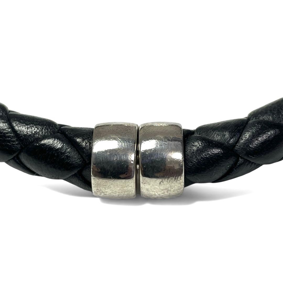 ボッテガヴェネタ 本革×SV925 編み込みブレスレット