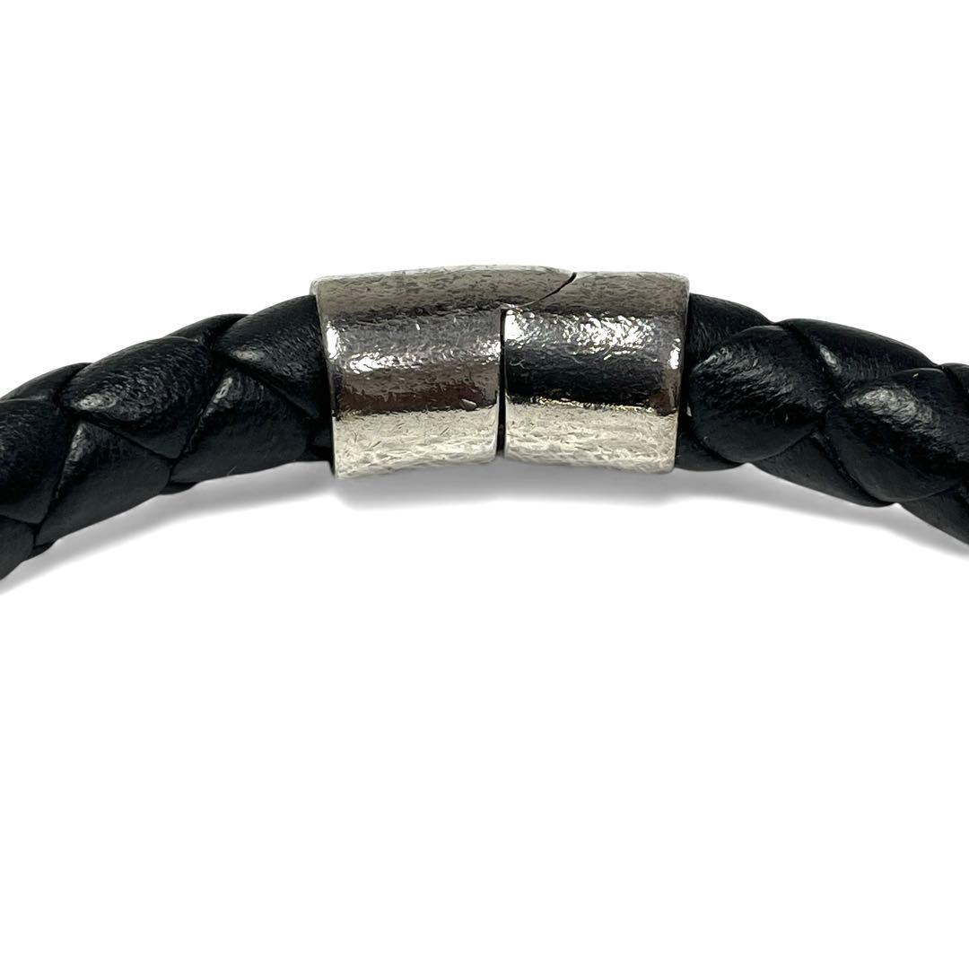 ボッテガヴェネタ 本革×SV925 編み込みブレスレット