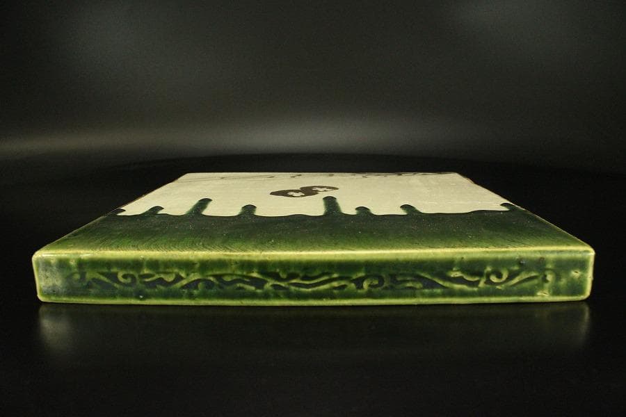 茶道具 織部 敷瓦 オリベ 美品(A185)