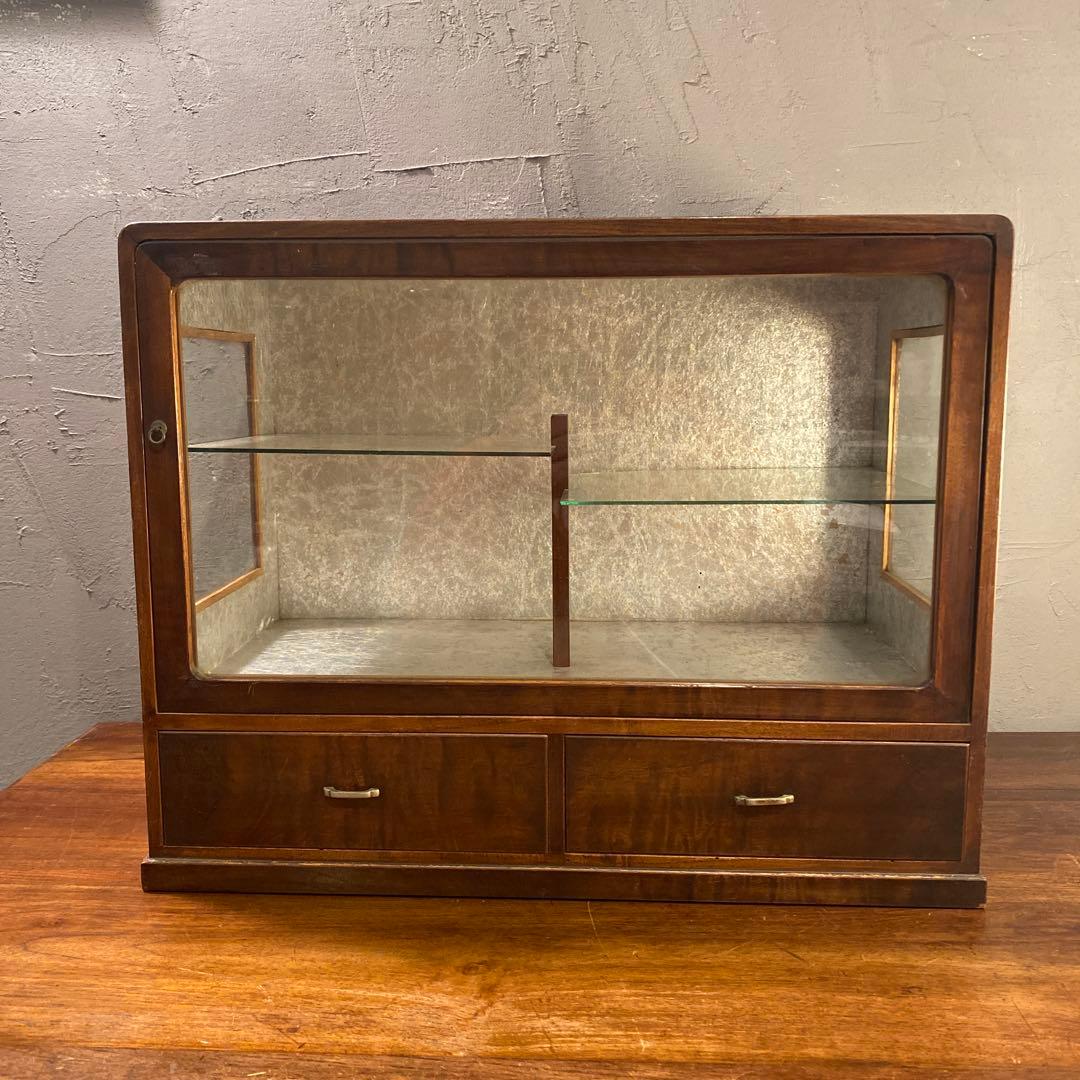 昭和レトロ ショーケース 飾り棚 小引き出し 和家具 インテリア 什器