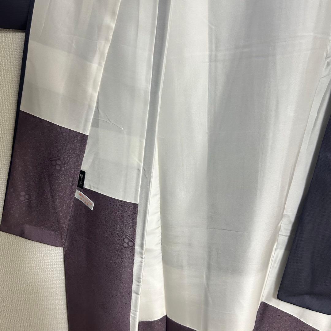 【 値下げ 】 一蔵謹製　八掛がオシャレ！　表もボーダーでオシャレな訪問着４１３