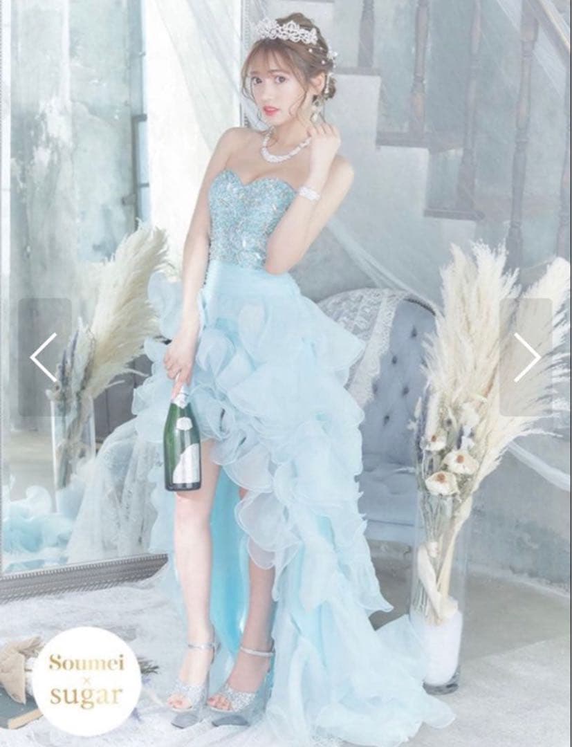 S*様 水色フリルドレス ビーズ刺繍　AR sugar