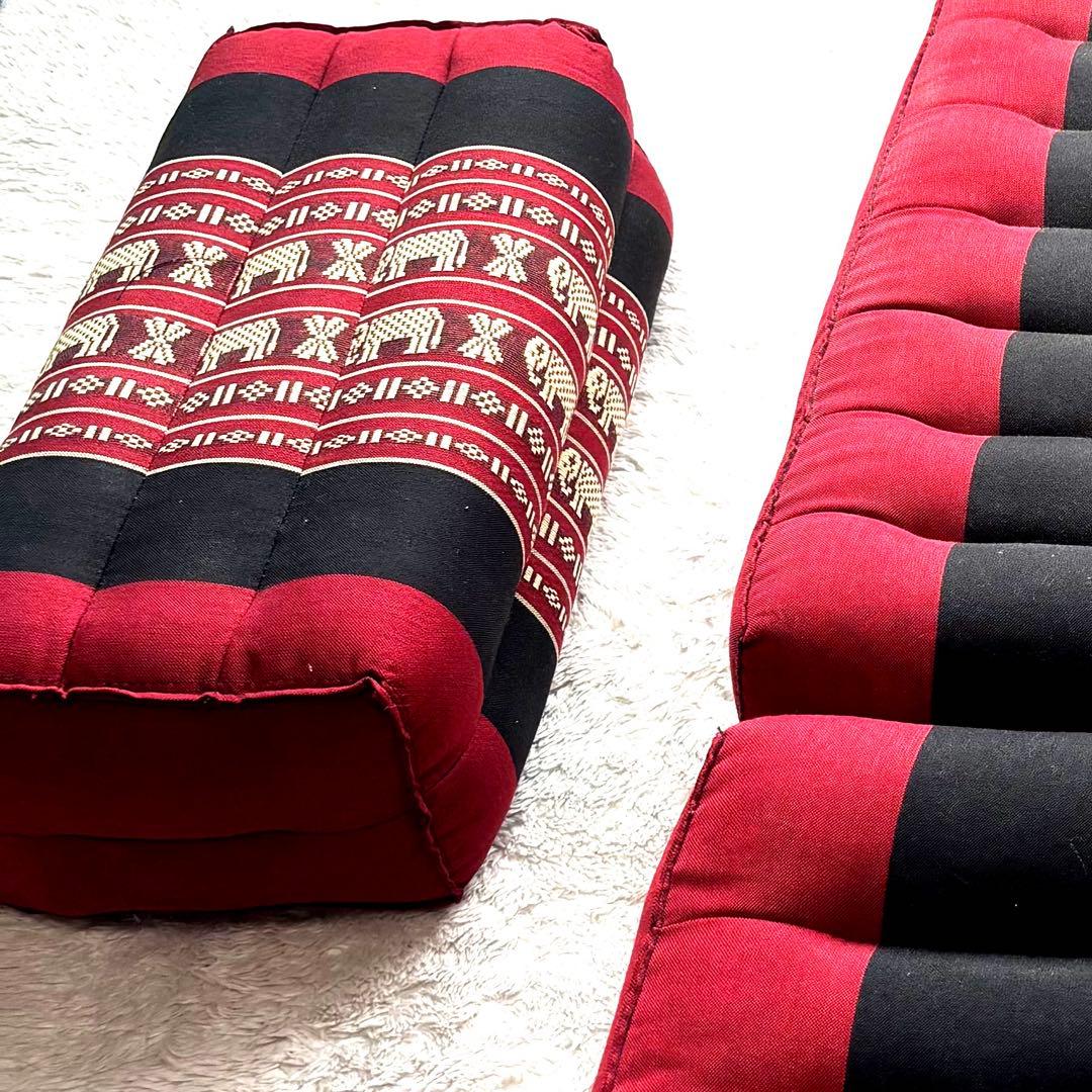 タイ製 三角まくら 折りたたみマット付き マットレス　秋キャンプ　インテリア