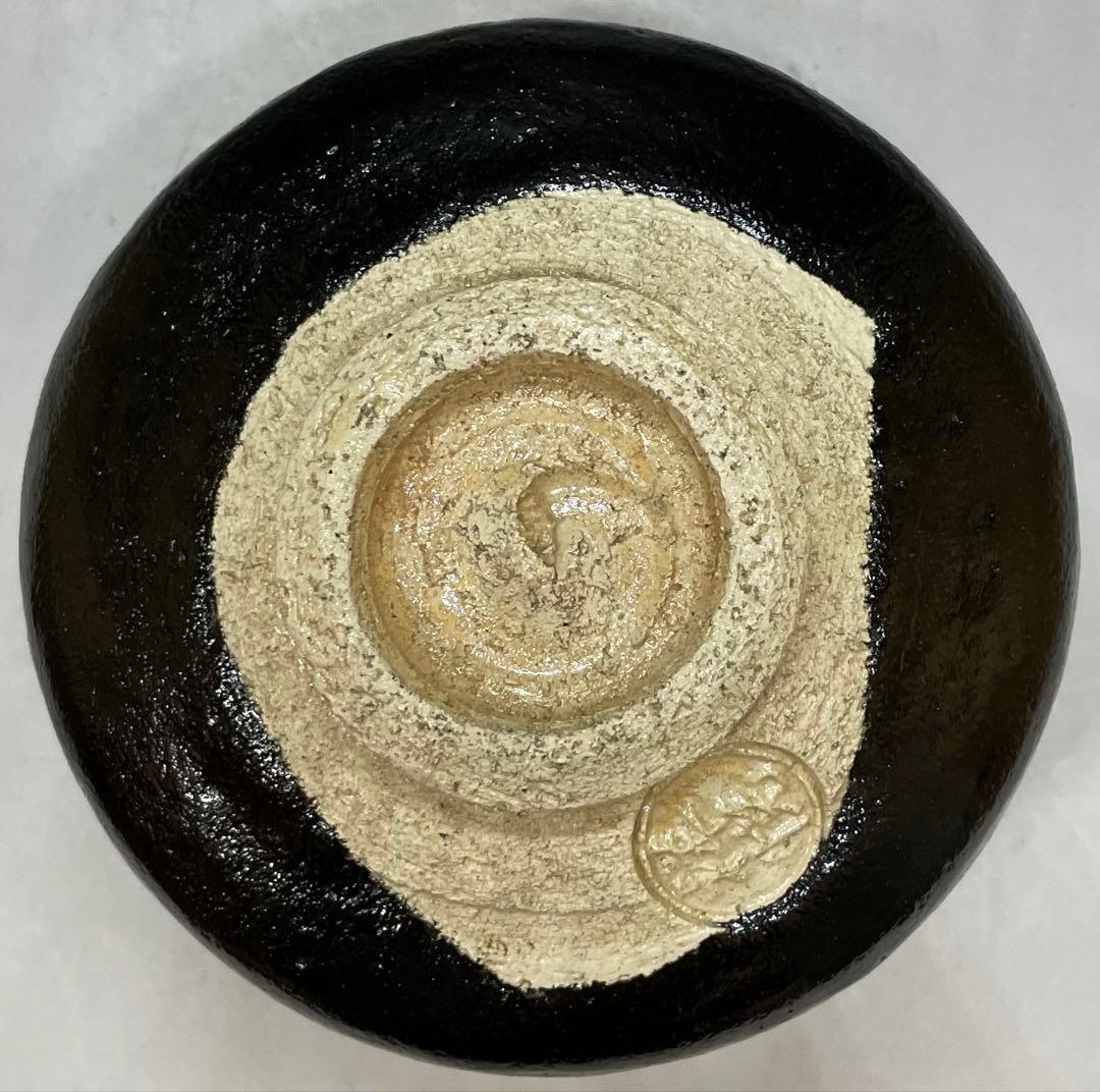 平安祥悦　写　慶入作　黒茶碗　京焼　楽焼 　d3166