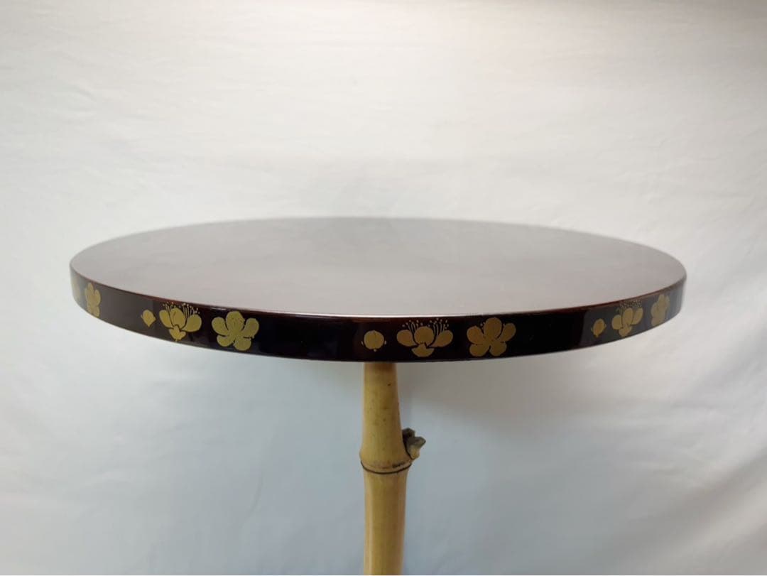 美品 茶道具 塗師 表完作 三友棚 三千家好み 梅蒔絵 組み立式 木地溜塗 共箱