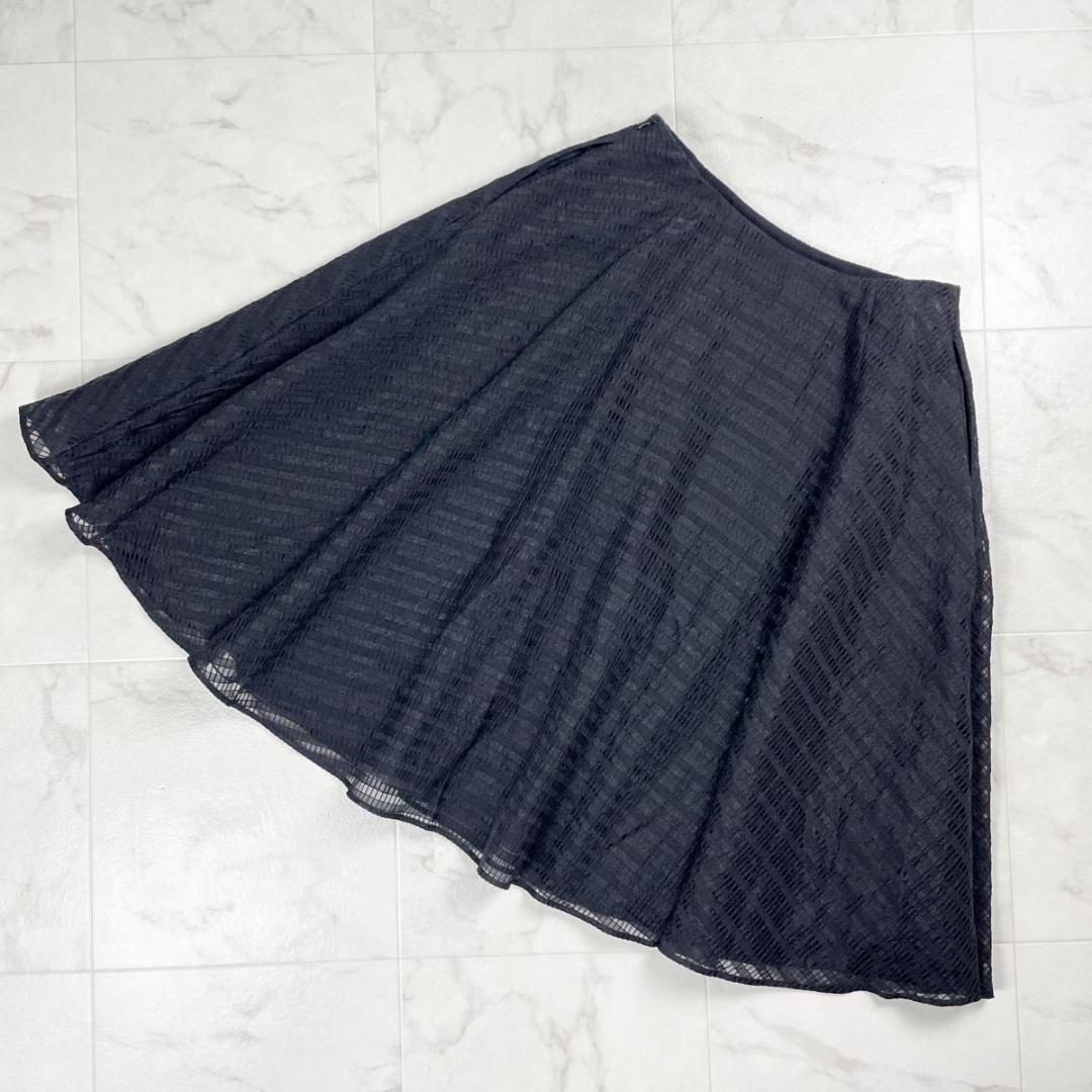 FOXEY 22ss シアーサッカーフレアスカート 黒 サイズ42*CD1259